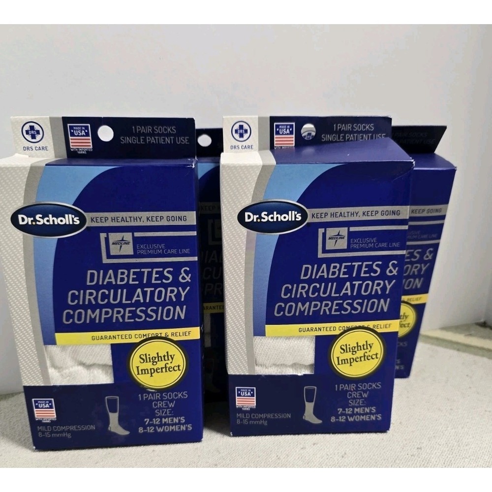 Lot Of 4 Dr. Scholl's Men's Sz.12-15 Diabetes & Circulatory Compression Socks